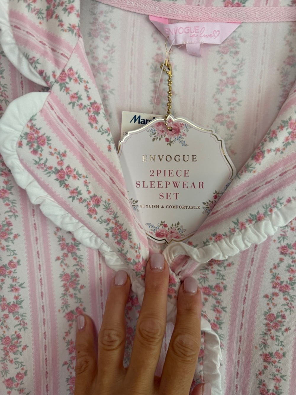 NWT Envogue Pink Floral 2-Piece Sleepwear Set - Picture 3 of 6
